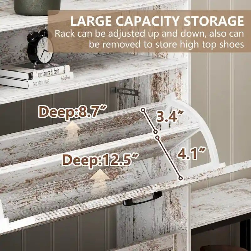 Meuble à chaussures, meuble à chaussures d'entrée, meuble de rangement pour balcon, étagère à chaussures grande capacité, blanc