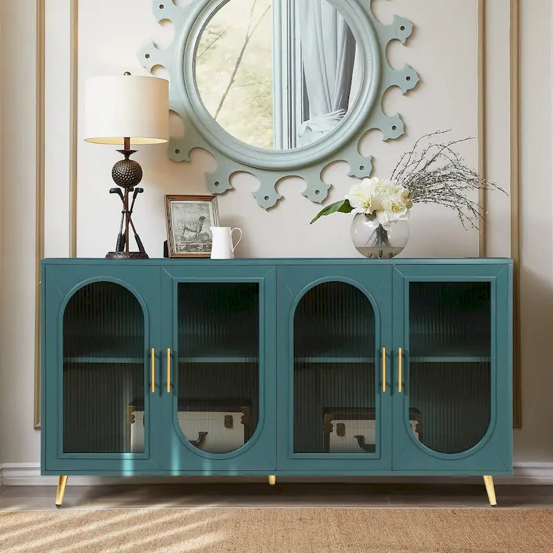 Wood TV Stand with Storage Cabinet