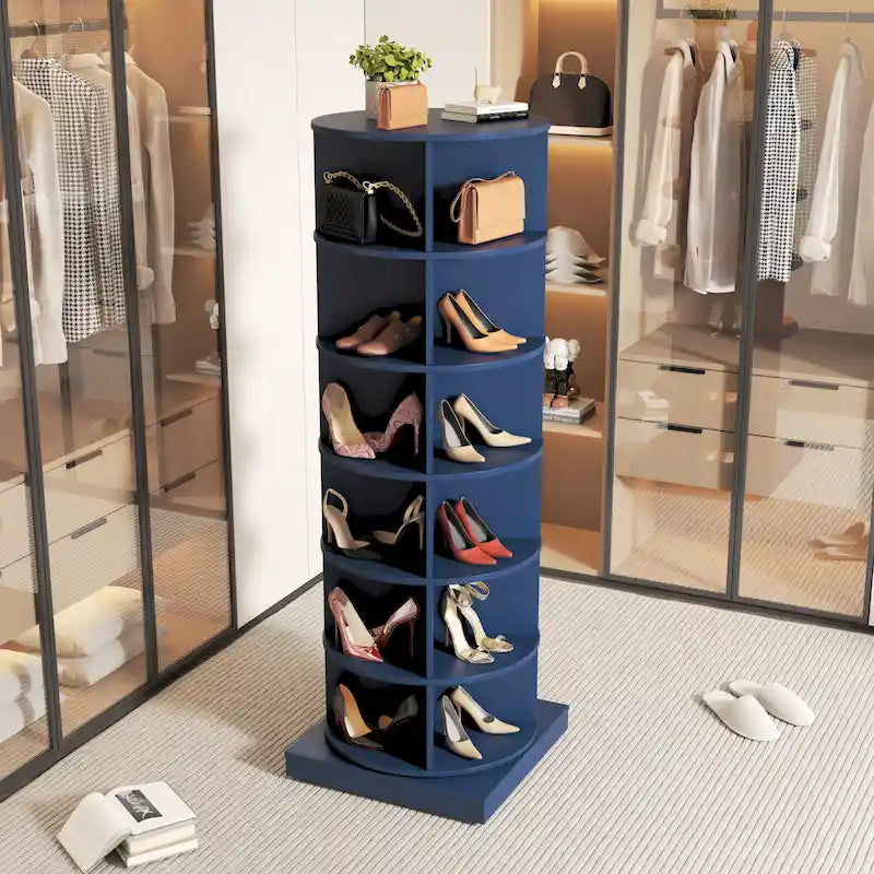 Meuble à Chaussures Rotatif à 360 Degrés à 6 Niveaux, Design Moderne, Facile à Monter