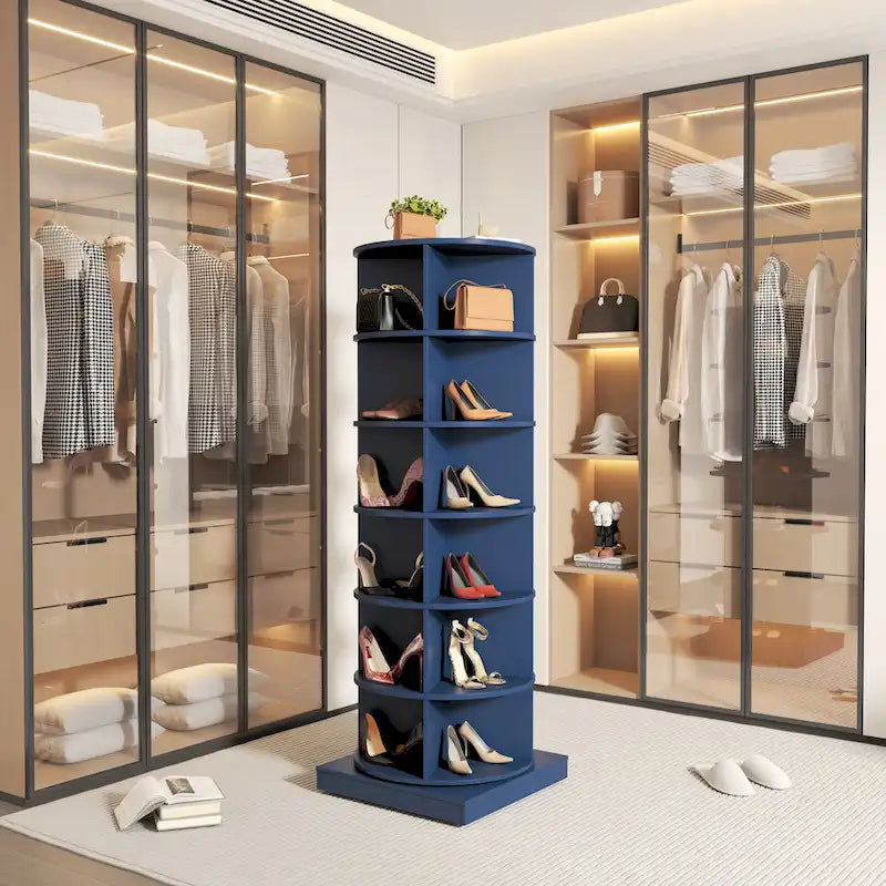 Meuble à Chaussures Rotatif à 360 Degrés à 6 Niveaux, Design Moderne, Facile à Monter
