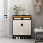 5-Tier Shoe Storage Cabinet, Wooden Shoe Cabinet with Doors Modern Shoe Organizer with Open Shelves