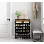 Meuble à Chaussures à 5 Niveaux, Meuble à Chaussures en Bois avec Portes, Organisateur de Chaussures Moderne avec Étagères Ouvertes