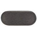 Banc ovale rembourré en cuir végétalien gris avec base en métal noir mat, 127 cm (50") L x 48,26 cm (19") H