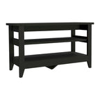 Banc de rangement d'entrée avec 2 étagères ouvertes et 4 pieds, 110 cm (L), noir ou chêne clair