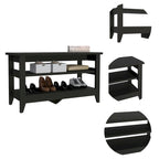Banc de rangement d'entrée avec 2 étagères ouvertes et 4 pieds, 110 cm (L), noir ou chêne clair