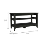 Banc de rangement d'entrée avec 2 étagères ouvertes et 4 pieds, 110 cm (L), noir ou chêne clair