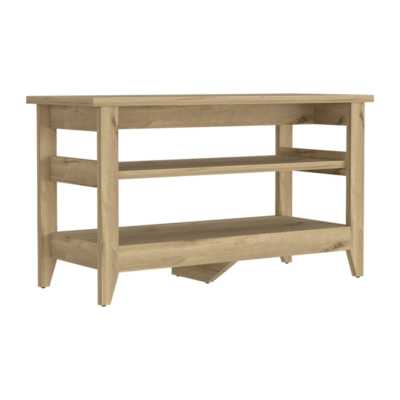 Banc de rangement d'entrée avec 2 étagères ouvertes et 4 pieds, 110 cm (L), noir ou chêne clair