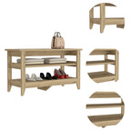 Banc de rangement d'entrée avec 2 étagères ouvertes et 4 pieds, 110 cm (L), noir ou chêne clair