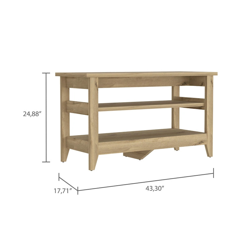 Banc de rangement d'entrée avec 2 étagères ouvertes et 4 pieds, 110 cm (L), noir ou chêne clair