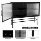 Double Tampered Glass Door Storage Cabinet with Adjustable Shelf