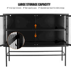 Double Tampered Glass Door Storage Cabinet with Adjustable Shelf