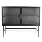 Double Tampered Glass Door Storage Cabinet with Adjustable Shelf