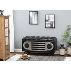 Upholstered Faux Leather Retro Speaker Styling Bench
