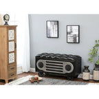 Upholstered Faux Leather Retro Speaker Styling Bench