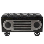 Upholstered Faux Leather Retro Speaker Styling Bench