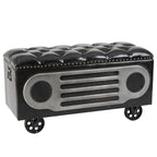 Upholstered Faux Leather Retro Speaker Styling Bench