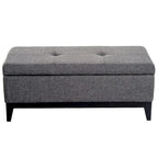Banc de rangement ottoman capitonné en lin de 42 po avec plateau amovible, gris, capacité de 265 lb