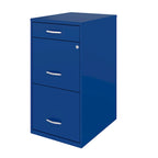 Meuble de classement métallique à 3 tiroirs, format lettre, serrure à came, bleu classique, profondeur 18 po, livré assemblé