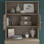 Armoire de rangement haute de bureau avec portes, 2 étagères ouvertes, verrouillable, certifiée ANSI/BIFMA, 36W