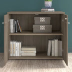 Armoire de rangement haute de bureau avec portes, 2 étagères ouvertes, verrouillable, certifiée ANSI/BIFMA, 36W