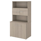 Armoire de rangement haute de bureau avec portes, 2 étagères ouvertes, verrouillable, certifiée ANSI/BIFMA, 36W