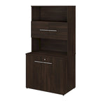 Armoire de rangement haute de bureau avec portes, 2 étagères ouvertes, verrouillable, certifiée ANSI/BIFMA, 36W