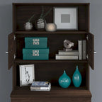 Armoire de rangement haute de bureau avec portes, 2 étagères ouvertes, verrouillable, certifiée ANSI/BIFMA, 36W