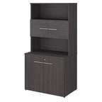 Armoire de rangement haute de bureau avec portes, 2 étagères ouvertes, verrouillable, certifiée ANSI/BIFMA, 36W