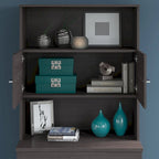 Armoire de rangement haute de bureau avec portes, 2 étagères ouvertes, verrouillable, certifiée ANSI/BIFMA, 36W
