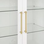 Pantry Storage Cabinet with Tempered Glass Door Hutch, White, Adjustable Shelves