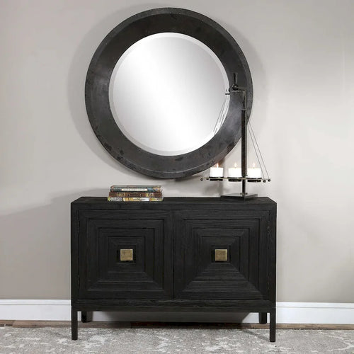 Meuble de rangement contemporain noir et bronze à 2 portes - 43 po