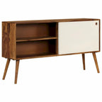 Solid Sheesham Wood Sideboard with Sliding Doors, Brown & White, 46.5x11.8x26 in