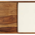 Solid Sheesham Wood Sideboard with Sliding Doors, Brown & White, 46.5x11.8x26 in