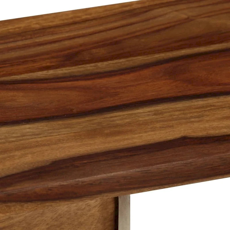Solid Sheesham Wood Sideboard with Sliding Doors, Brown & White, 46.5x11.8x26 in