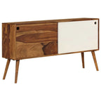 Solid Sheesham Wood Sideboard with Sliding Doors, Brown & White, 46.5x11.8x26 in