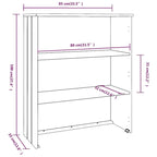 Highboard Cabinet Top with 2 Shelves, Solid Pine Wood, Rustic Style, 33.5W x 13.8D x 39.4H