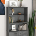 Highboard Cabinet Top with 2 Shelves, Solid Pine Wood, Rustic Style, 33.5W x 13.8D x 39.4H