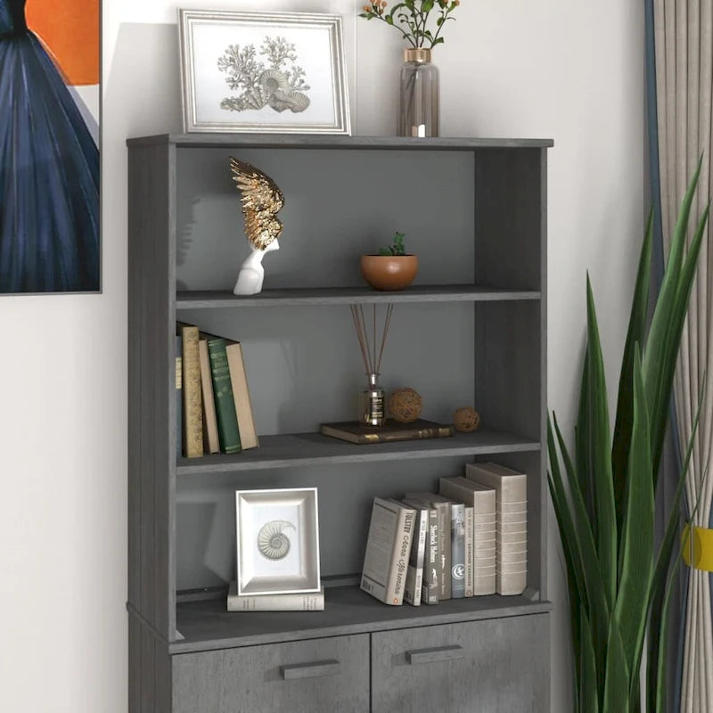 Highboard Cabinet Top with 2 Shelves, Solid Pine Wood, Rustic Style, 33.5W x 13.8D x 39.4H