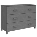 Sideboard Buffet Console Cabinet, 6 Drawers, Solid Pine Wood, Dark/Light Gray, 44.5W x 15.7D x 31.5H