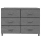 Sideboard Buffet Console Cabinet, 6 Drawers, Solid Pine Wood, Dark/Light Gray, 44.5W x 15.7D x 31.5H