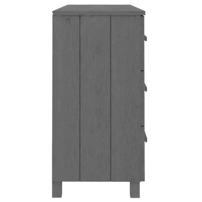 Sideboard Buffet Console Cabinet, 6 Drawers, Solid Pine Wood, Dark/Light Gray, 44.5W x 15.7D x 31.5H