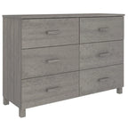 Sideboard Buffet Console Cabinet, 6 Drawers, Solid Pine Wood, Dark/Light Gray, 44.5W x 15.7D x 31.5H