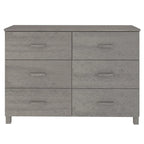 Sideboard Buffet Console Cabinet, 6 Drawers, Solid Pine Wood, Dark/Light Gray, 44.5W x 15.7D x 31.5H