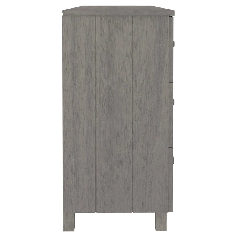 Sideboard Buffet Console Cabinet, 6 Drawers, Solid Pine Wood, Dark/Light Gray, 44.5W x 15.7D x 31.5H