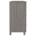 Sideboard Buffet Console Cabinet, 6 Drawers, Solid Pine Wood, Dark/Light Gray, 44.5W x 15.7D x 31.5H