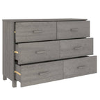 Sideboard Buffet Console Cabinet, 6 Drawers, Solid Pine Wood, Dark/Light Gray, 44.5W x 15.7D x 31.5H