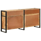 Industrial Solid Mango Wood Sideboard with 2 Doors & 4 Drawers, Steel Frame, 67.7x13.8x31.5 in