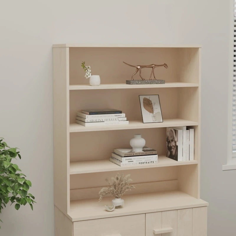 Hallway Highboard Cabinet Top with 3 Shelves, Solid Pine Wood, Rustic Style, 35.4L x 11.8W x 39.4H