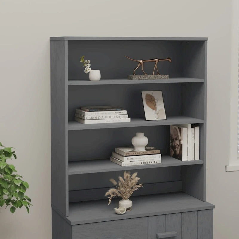 Hallway Highboard Cabinet Top with 3 Shelves, Solid Pine Wood, Rustic Style, 35.4L x 11.8W x 39.4H