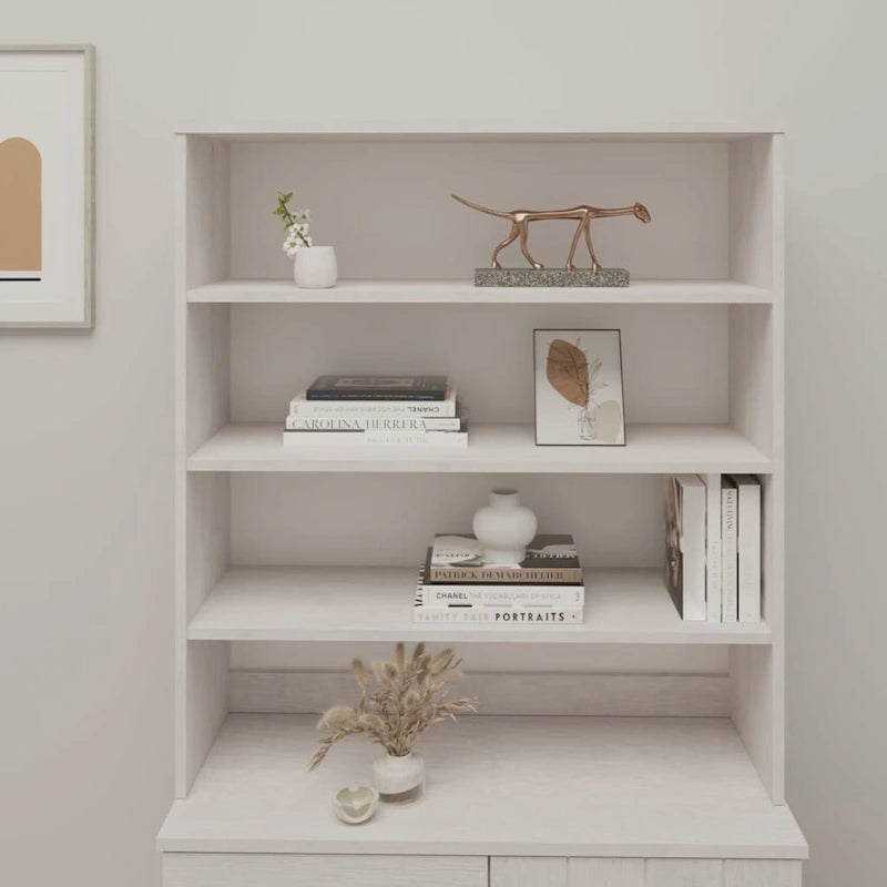 Hallway Highboard Cabinet Top with 3 Shelves, Solid Pine Wood, Rustic Style, 35.4L x 11.8W x 39.4H